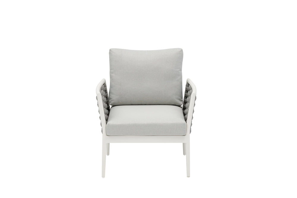 Sofá 1 plaza Walga aluminio blanco cojín gris claro | Kubu #