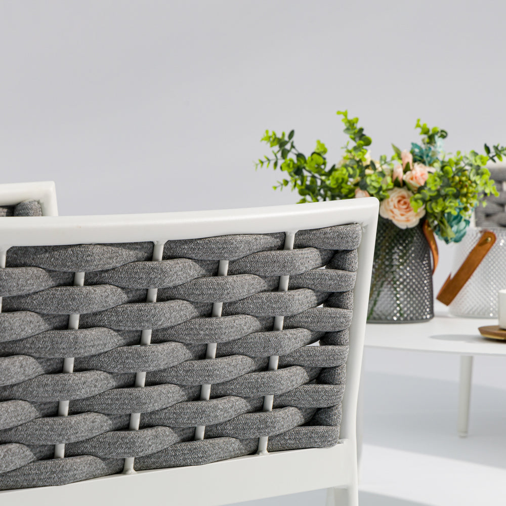 Sofá 1 plaza Walga aluminio blanco cojín gris claro | Kubu #