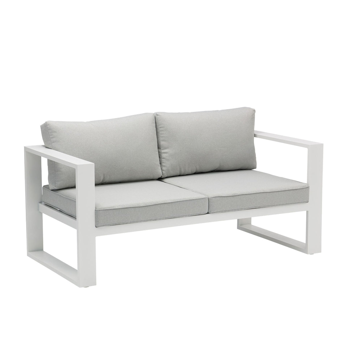 Sofá 2 plazas  Niland aluminio blanco y cojinería gris claro | KUBU #