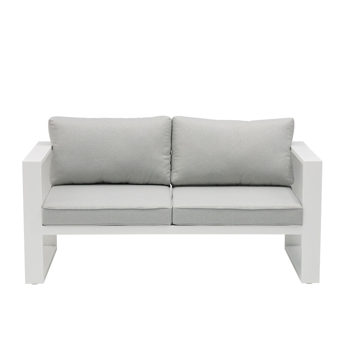 Sofá 2 plazas  Niland aluminio blanco y cojinería gris claro | KUBU #