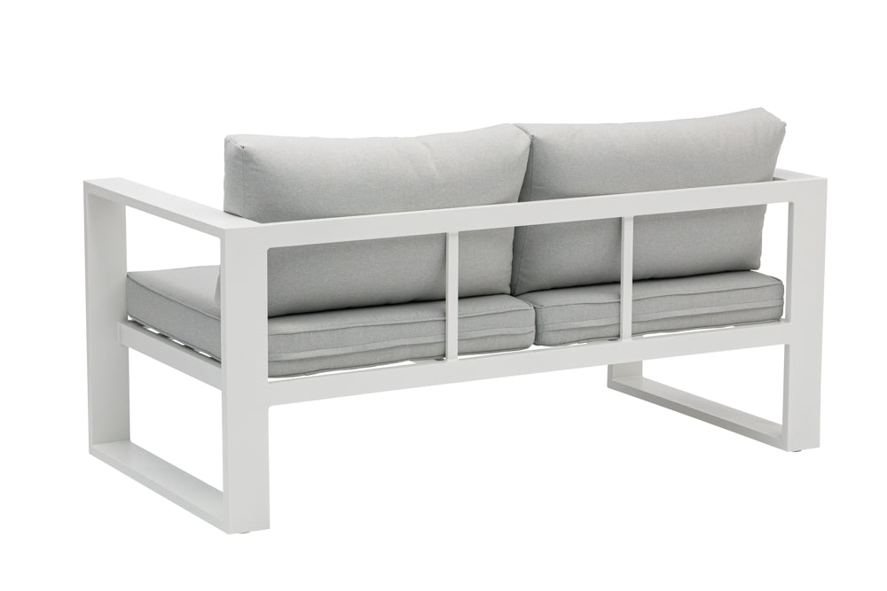 Sofá 2 plazas  Niland aluminio blanco y cojinería gris claro | Kubu #