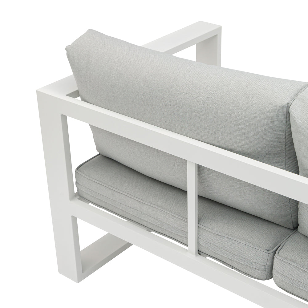 Sofá 2 plazas  Niland aluminio blanco y cojinería gris claro | Kubu #