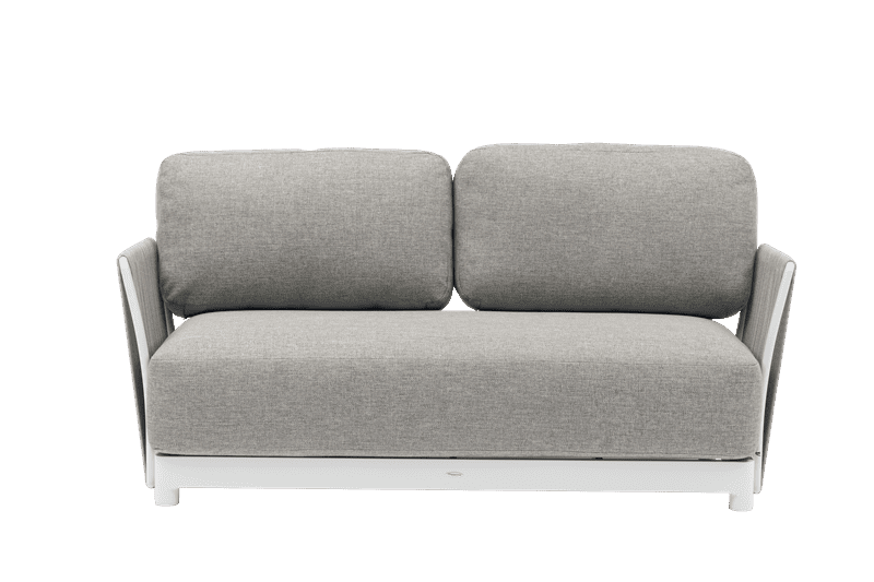 Sofá 2 plazas Silai aluminio blanco textil gris medio | Kubu #