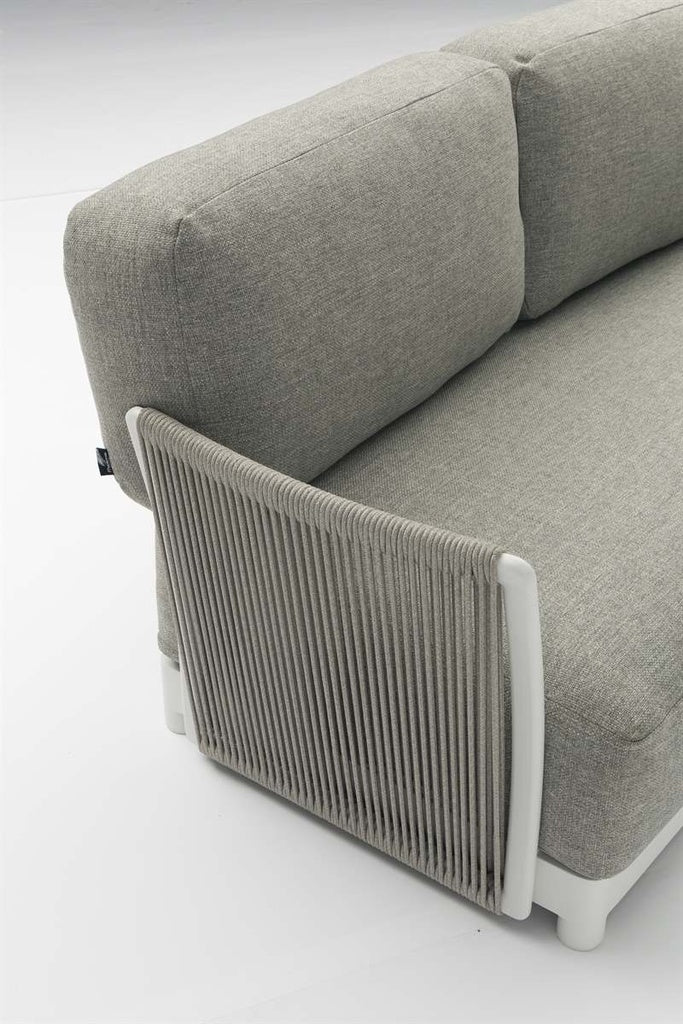 Sofá 2 plazas Silai aluminio blanco textil gris medio | Kubu #