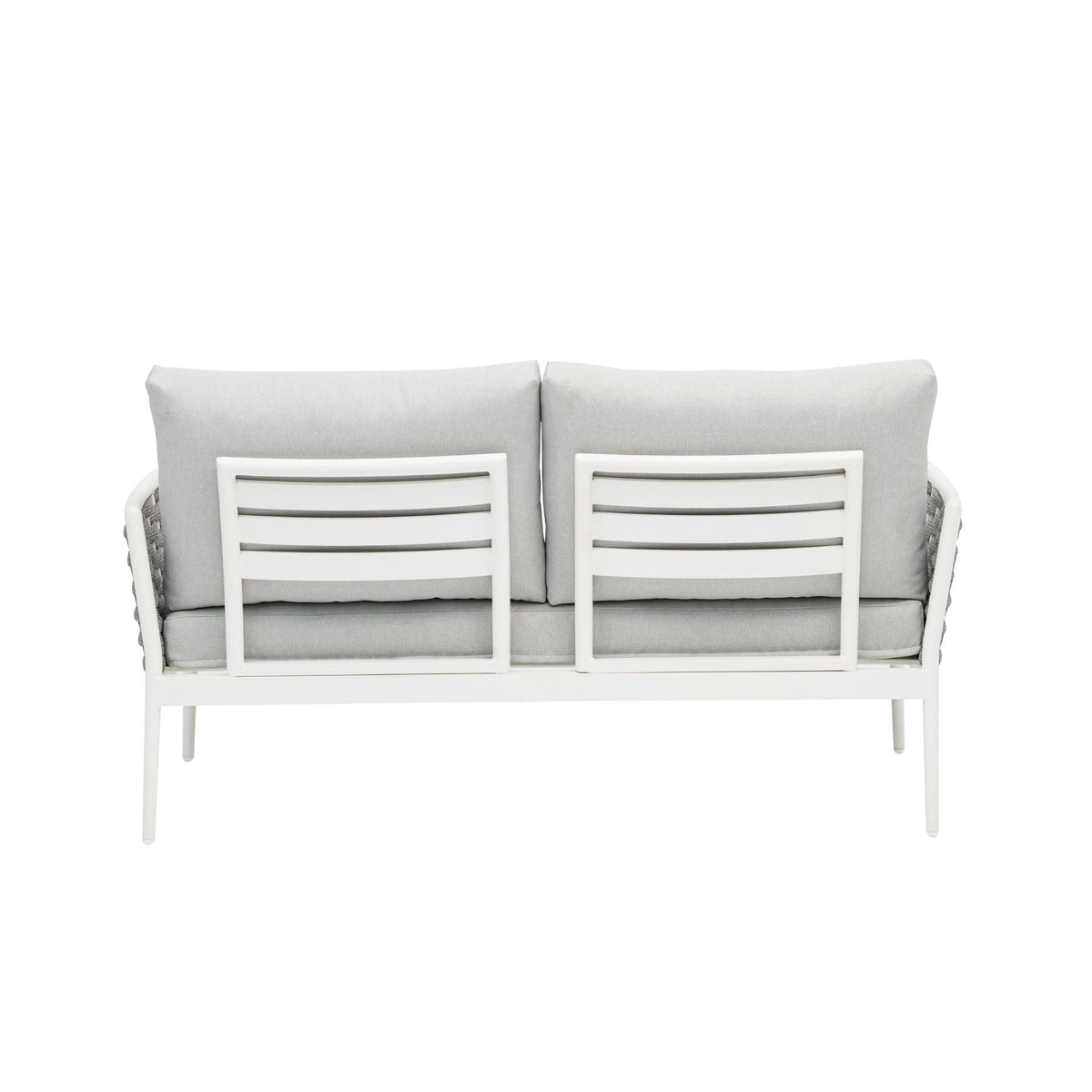 Sofá 2 plazas Walga aluminio blanco cojín gris claro | KUBU #