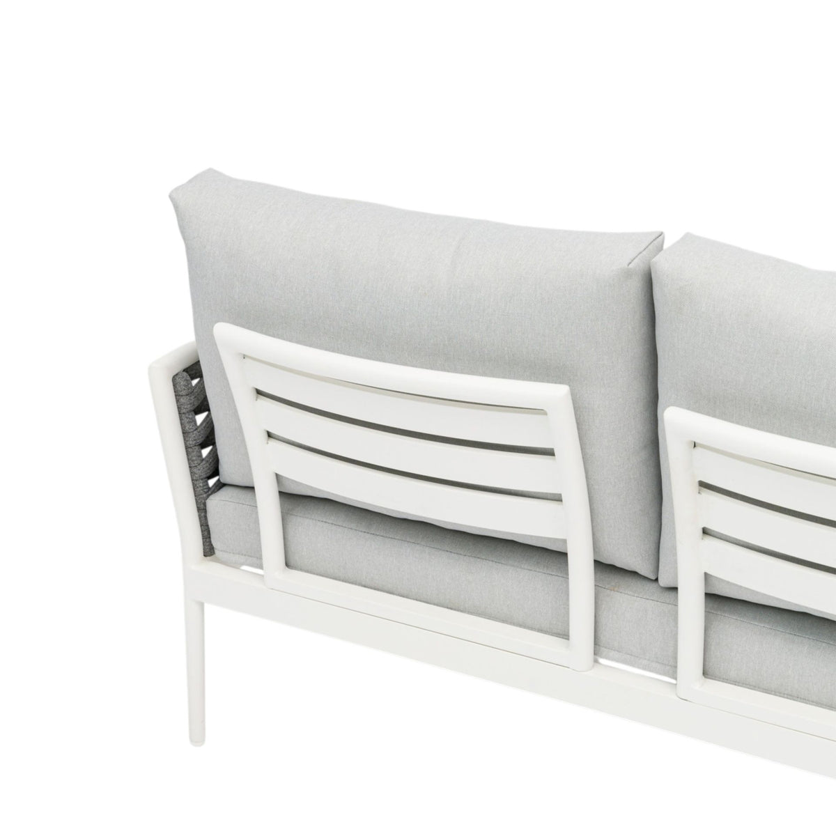 Sofá 2 plazas Walga aluminio blanco cojín gris claro | KUBU #