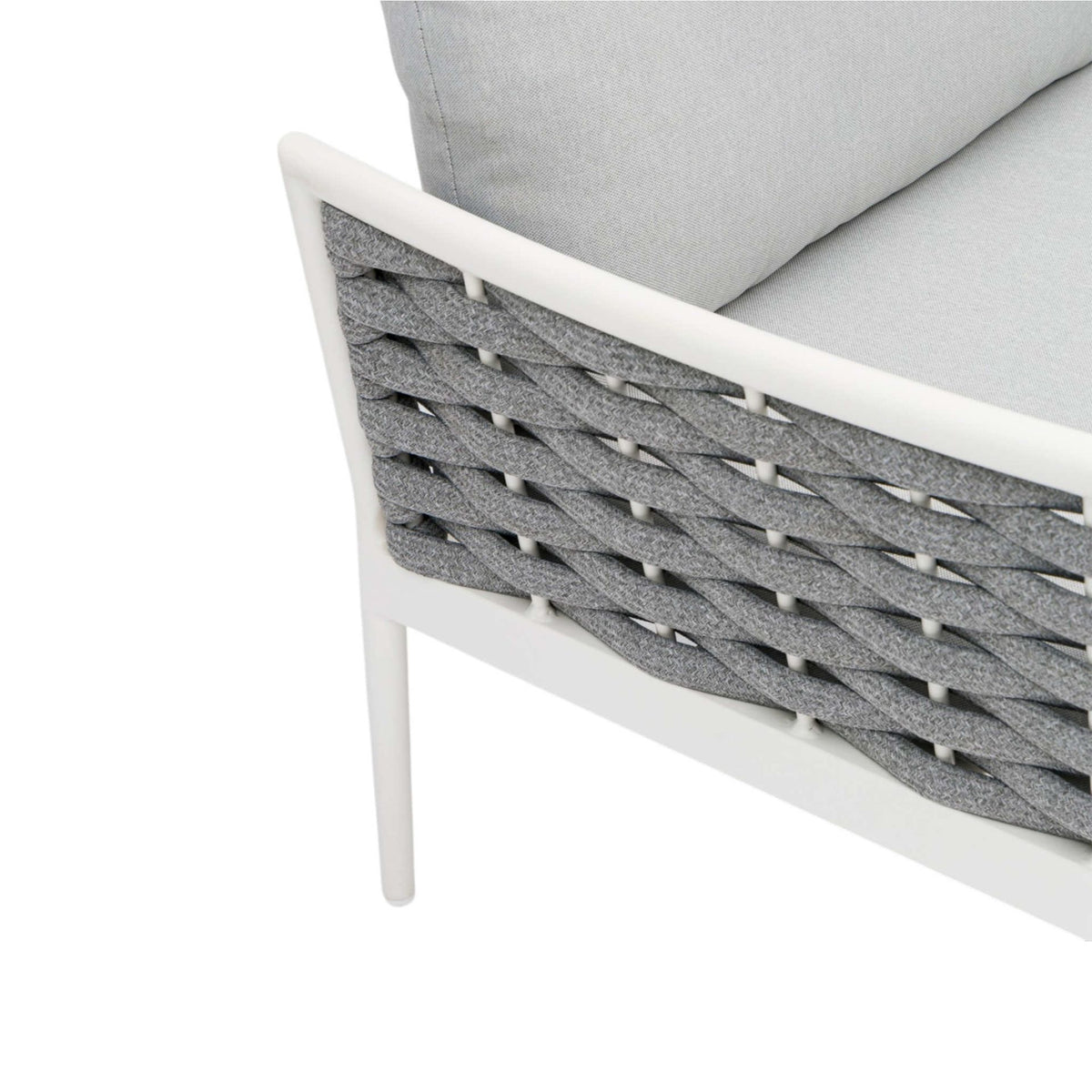 Sofá 2 plazas Walga aluminio blanco cojín gris claro | KUBU #