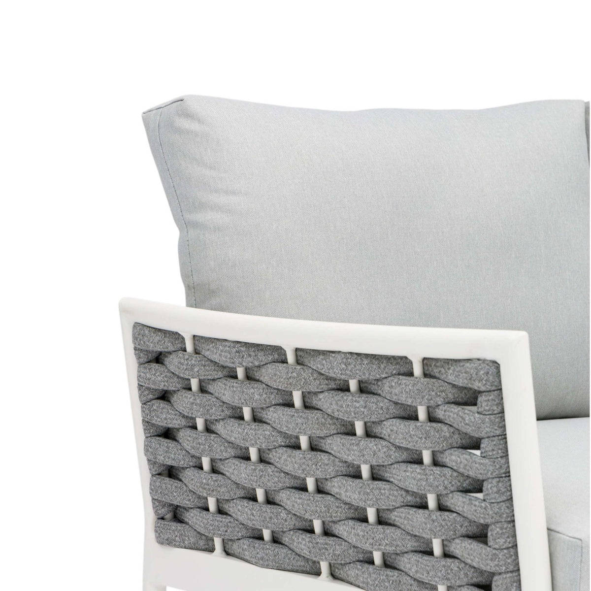 Sofá 2 plazas Walga aluminio blanco cojín gris claro | KUBU #
