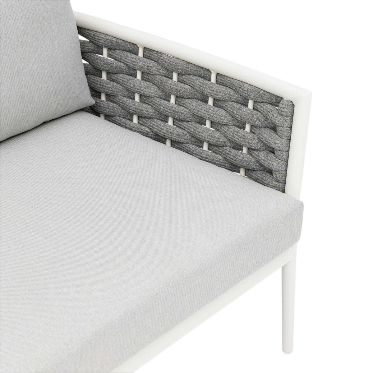 Sofá 2 plazas Walga aluminio blanco cojín gris claro | KUBU #