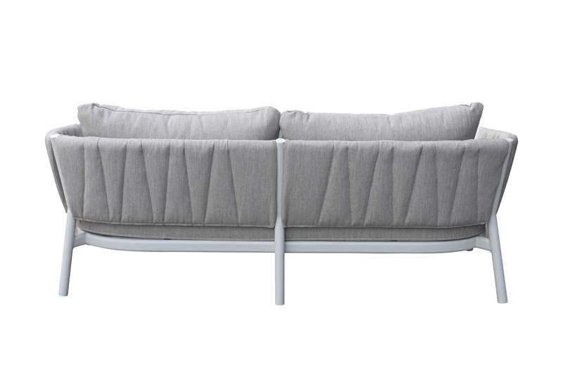 Sofá 3 plaza Attica aluminio blanco y textil gris claro | Kubu #