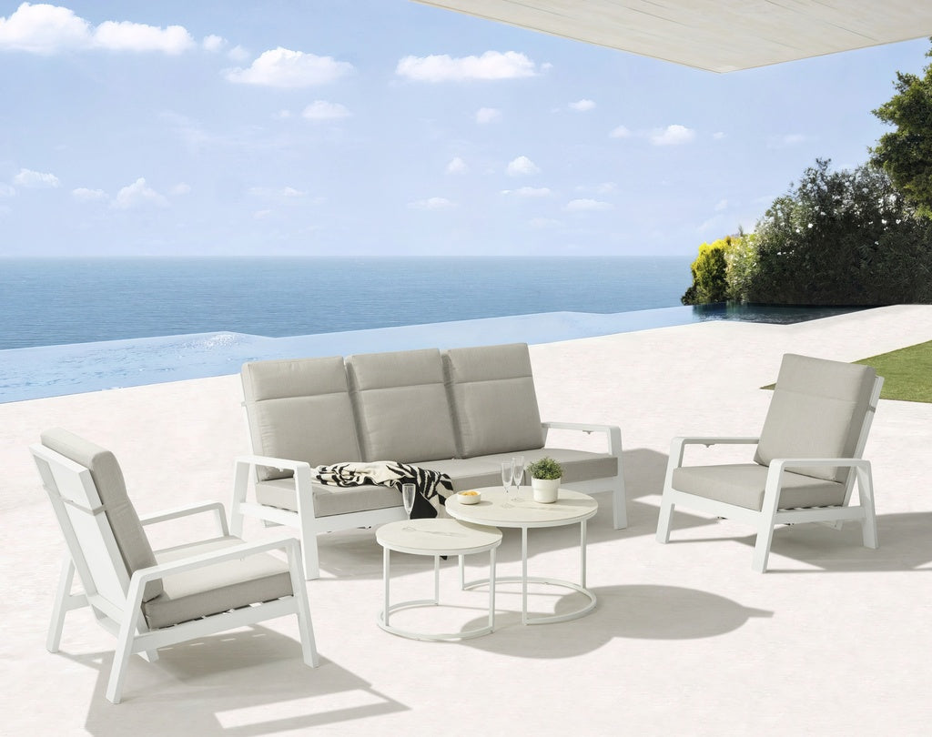 Sofá 3 plazas Albury aluminio blanco | Kubu #
