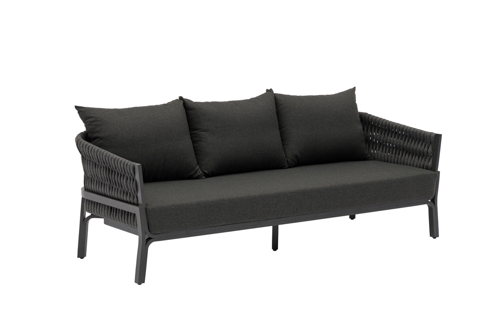 Sofá 3 plazas Anmore aluminio antracita textil antracita. | Kubu #