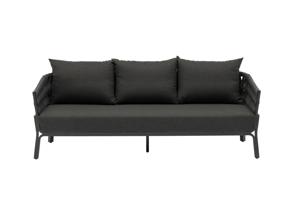 Sofá 3 plazas Anmore aluminio antracita textil antracita. | Kubu #