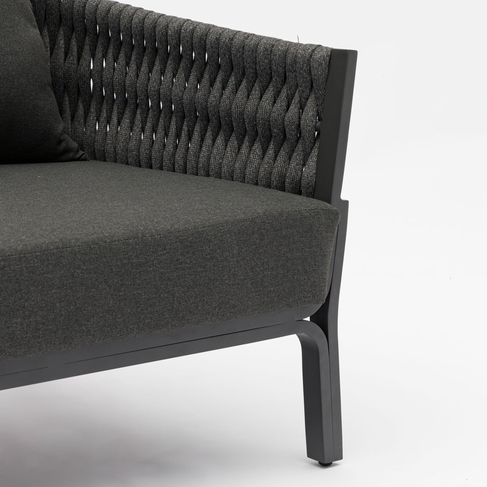 Sofá 3 plazas Anmore aluminio antracita textil antracita. | Kubu #