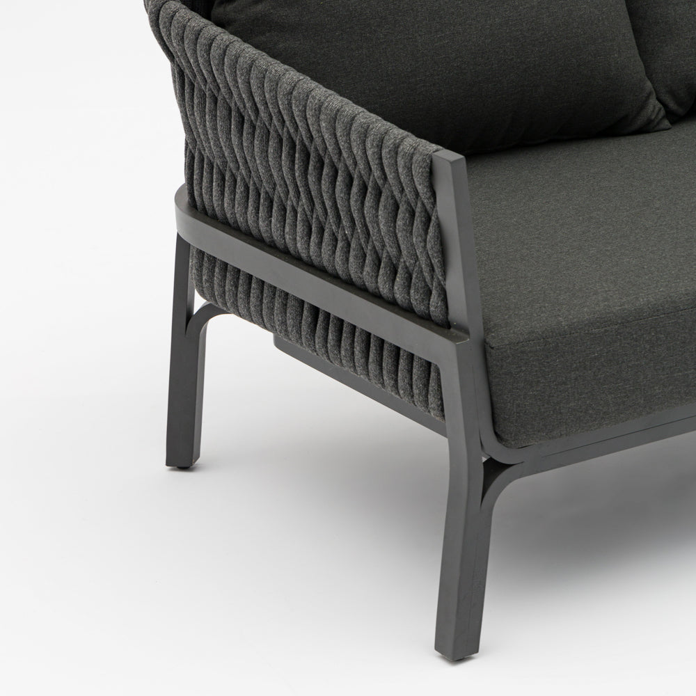 Sofá 3 plazas Anmore aluminio antracita textil antracita. | Kubu #