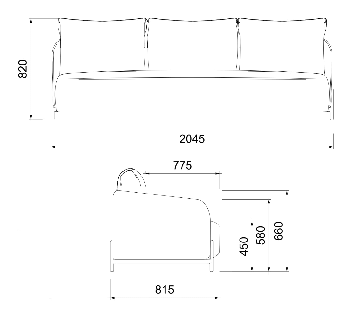 Sofá 3 plazas Corfu aluminio blanco y textil beige. | Kubu #