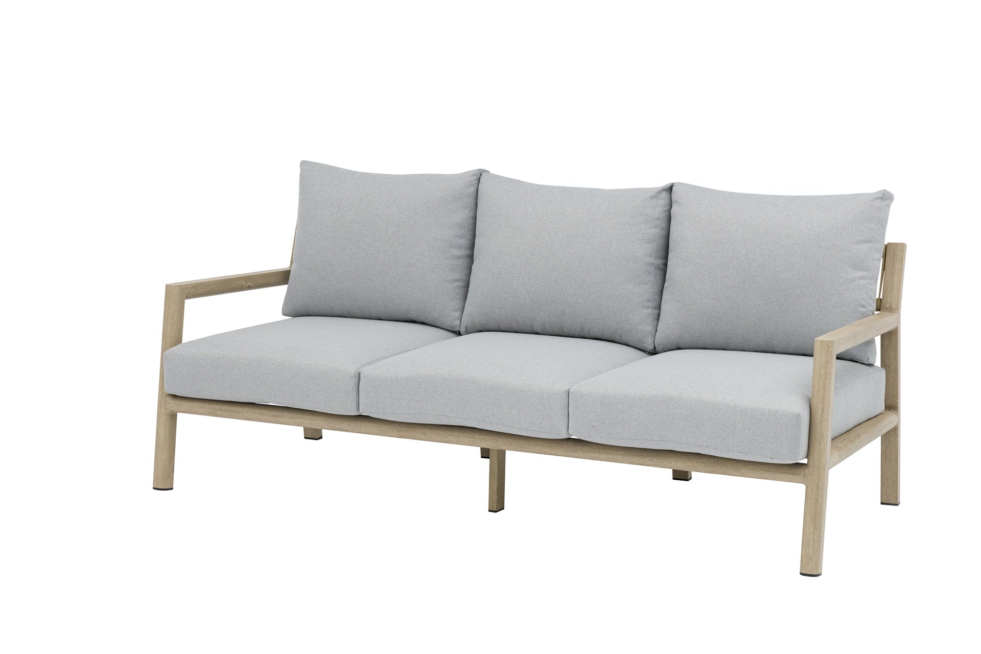 Sofá 3 plazas Harmony aluminio efecto madera y cuerda natural | Kubu #