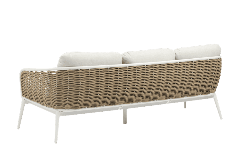 Sofá 3 plazas Irvine aluminio blanco-cuerda taupe cojín  beige | Kubu #