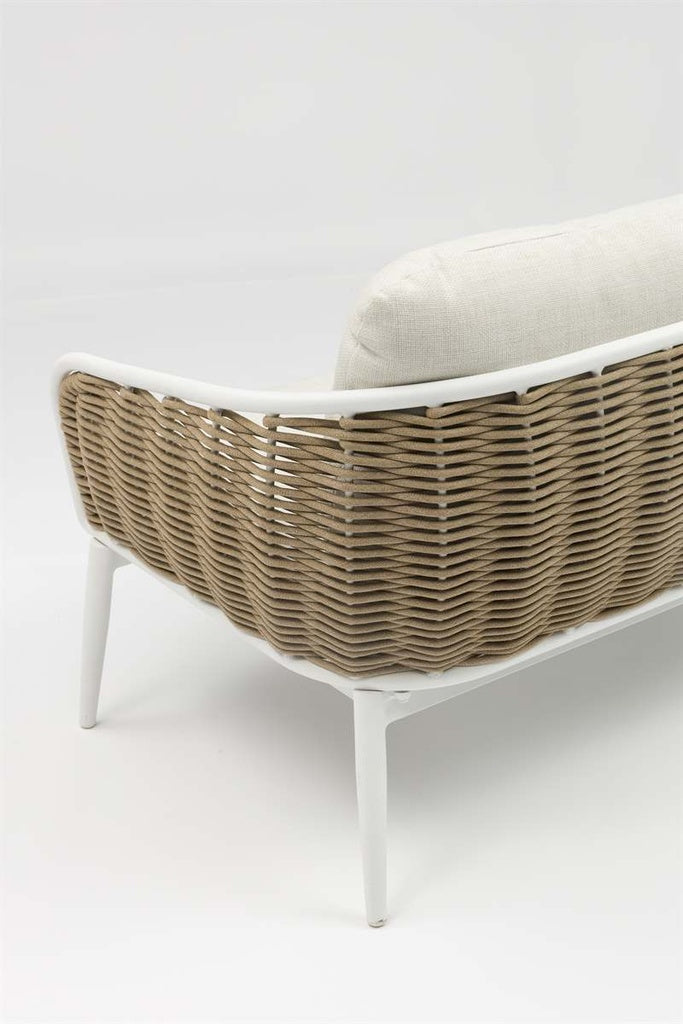 Sofá 3 plazas Irvine aluminio blanco-cuerda taupe cojín  beige | Kubu #