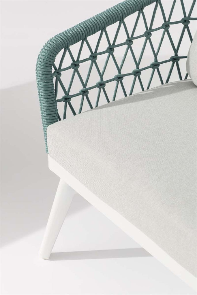 Sofá 3 plazas Nelayan aluminio blanco cuerda aqua | Kubu #