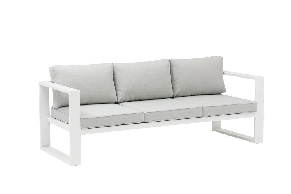 Sofá 3 plazas  Niland aluminio blanco y cojinería gris claro | Kubu #