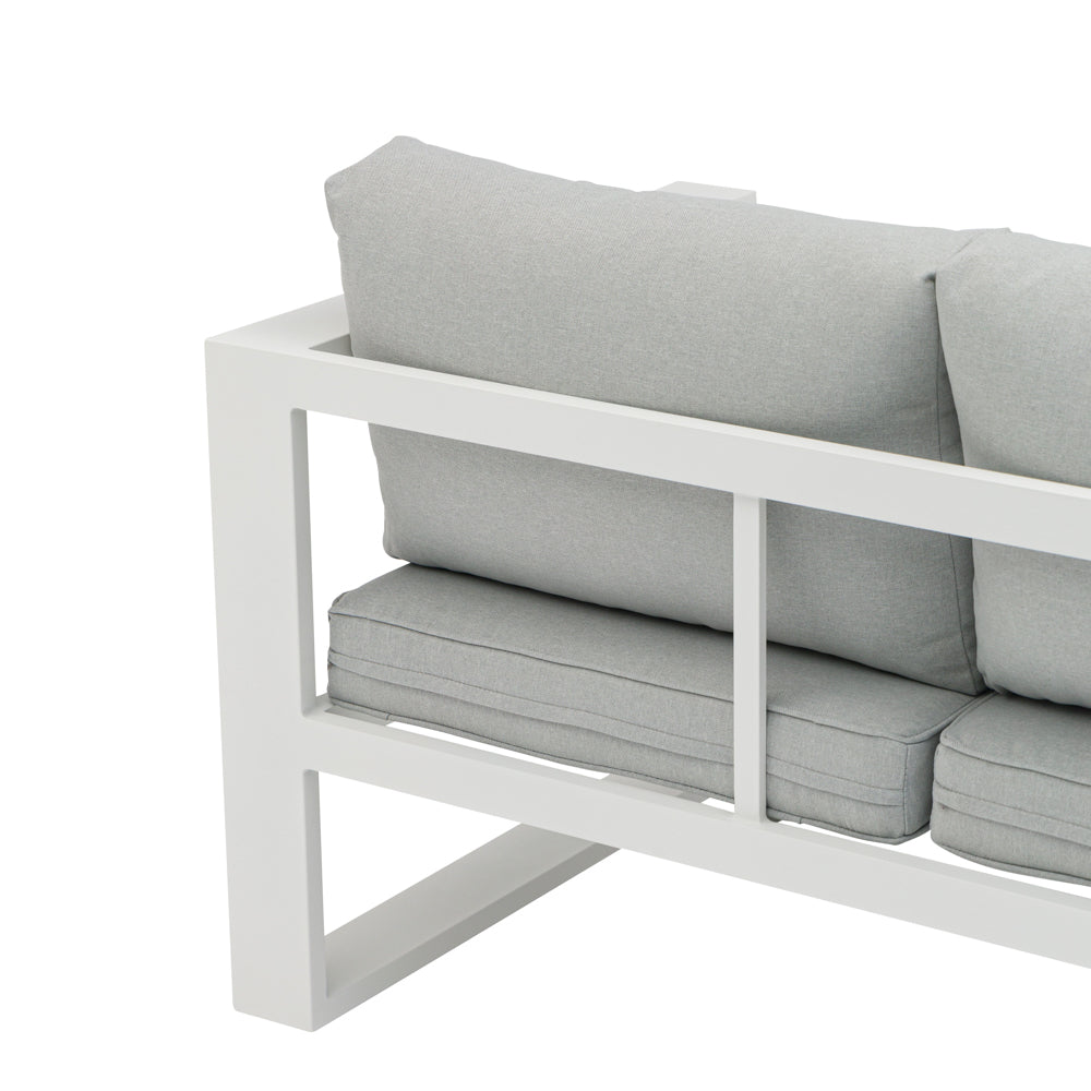 Sofá 3 plazas  Niland aluminio blanco y cojinería gris claro | Kubu #