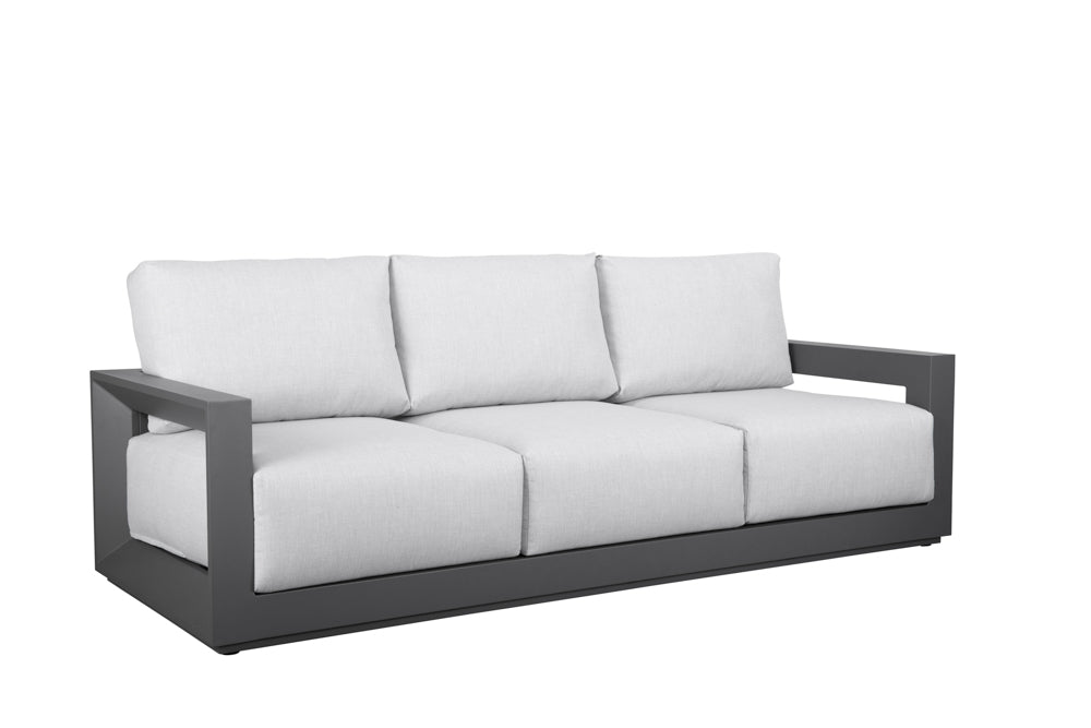 Sofá 3 plazas Onix aluminio antracita cojinería gris medio | Kubu #