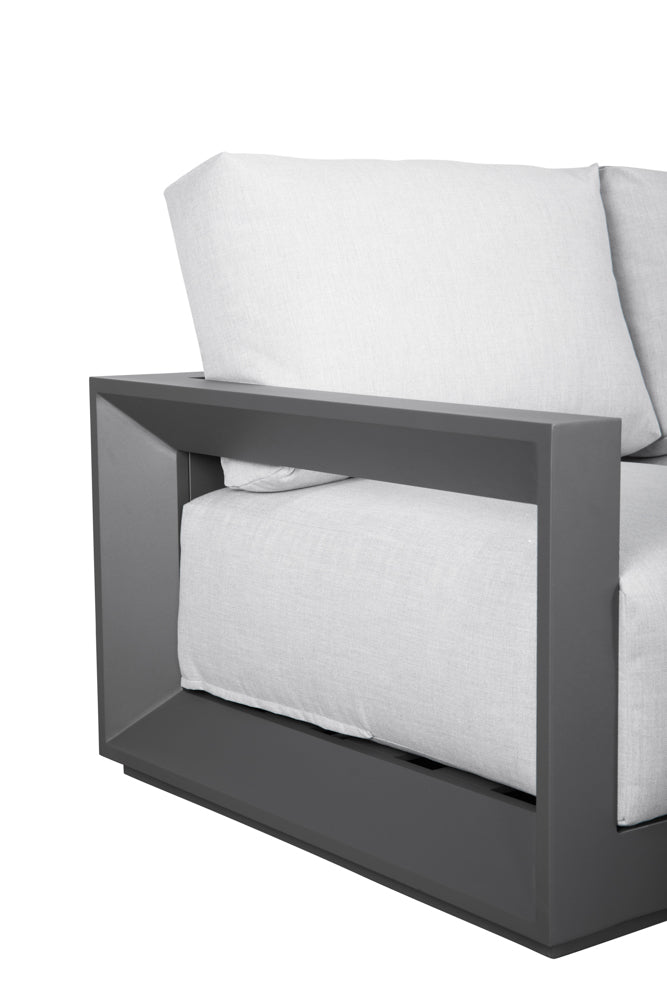 Sofá 3 plazas Onix aluminio antracita cojinería gris medio | Kubu #