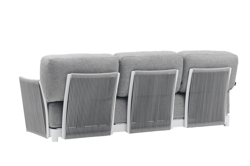 Sofá 3 plazas Silai aluminio blanco textil gris medio | Kubu #