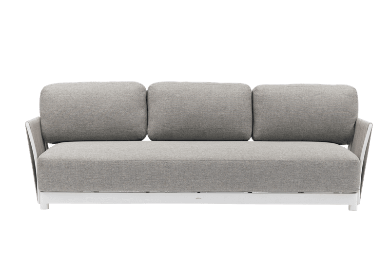 Sofá 3 plazas Silai aluminio blanco textil gris medio | Kubu #