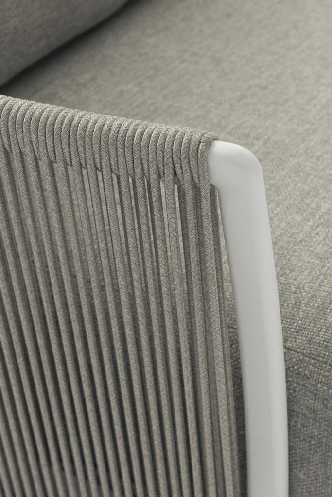 Sofá 3 plazas Silai aluminio blanco textil gris medio | Kubu #