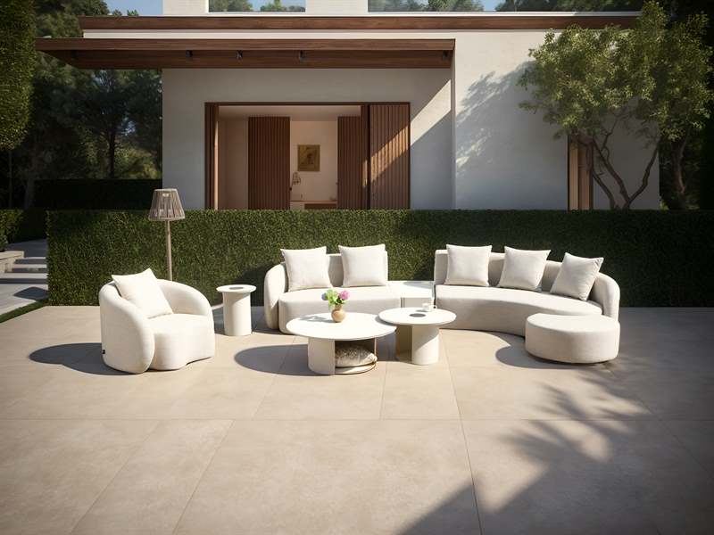 Sofá Corinto 2 Plazas Izquierdo Aluminio y Olefina Beige | Kubu #