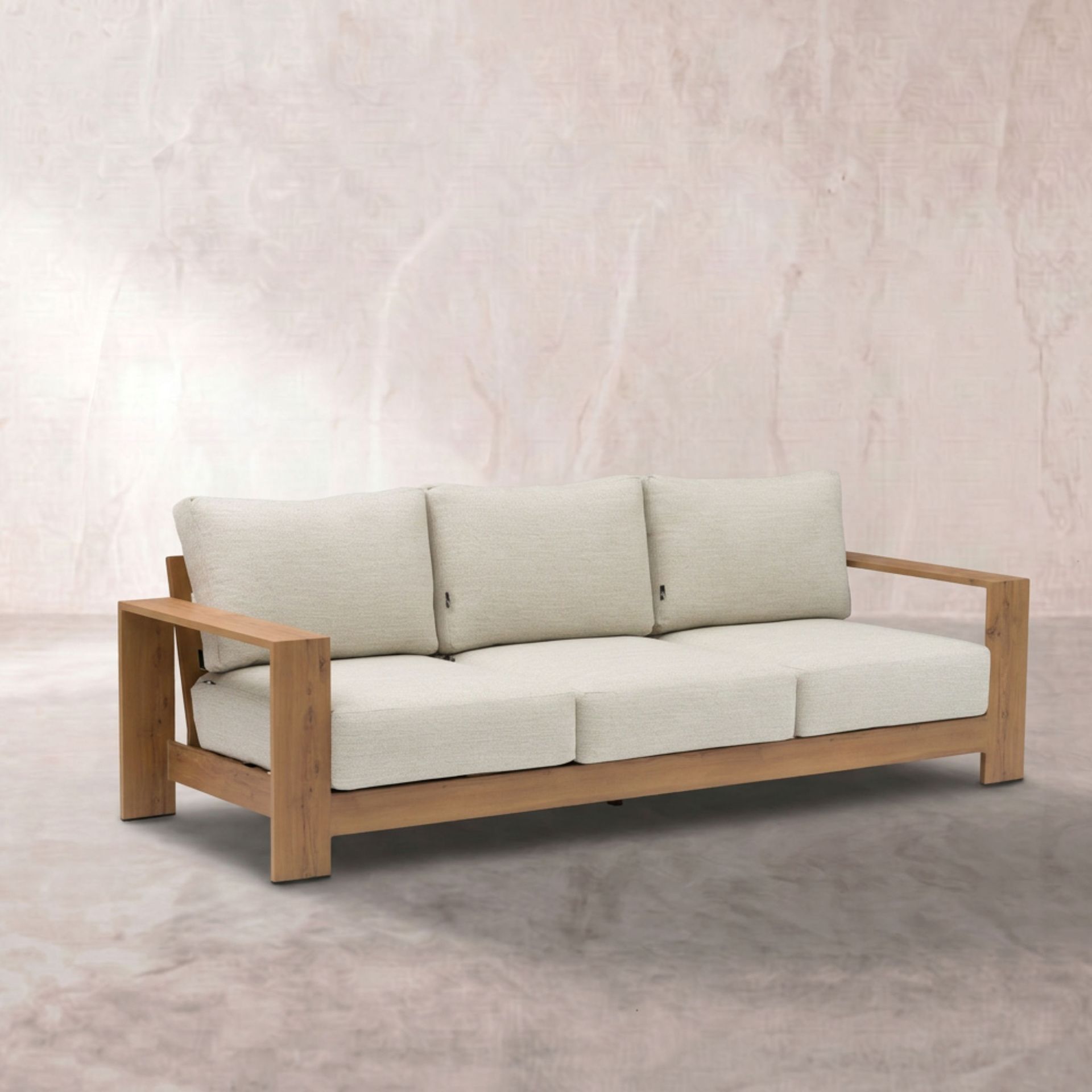 Sofá Exterior 3 Plazas Java 240x85x75cm | Efecto Teca | KUBU #