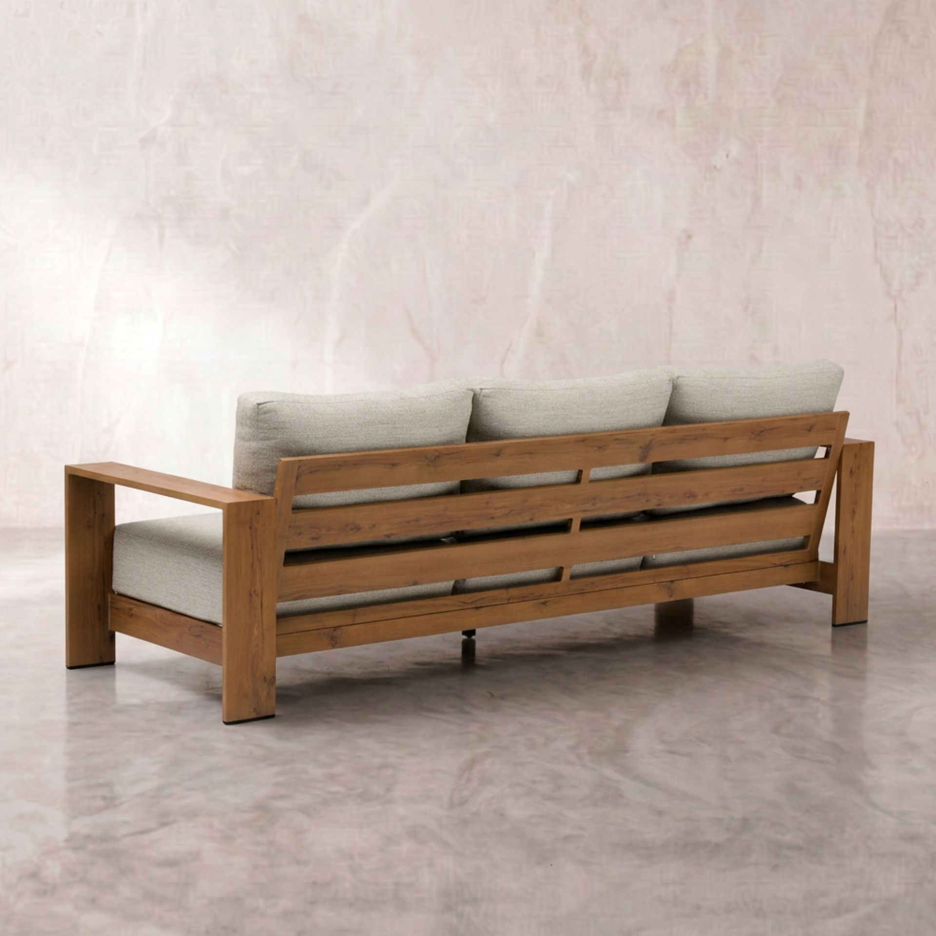 Sofá Exterior 3 Plazas Java 240x85x75cm | Efecto Teca | KUBU #