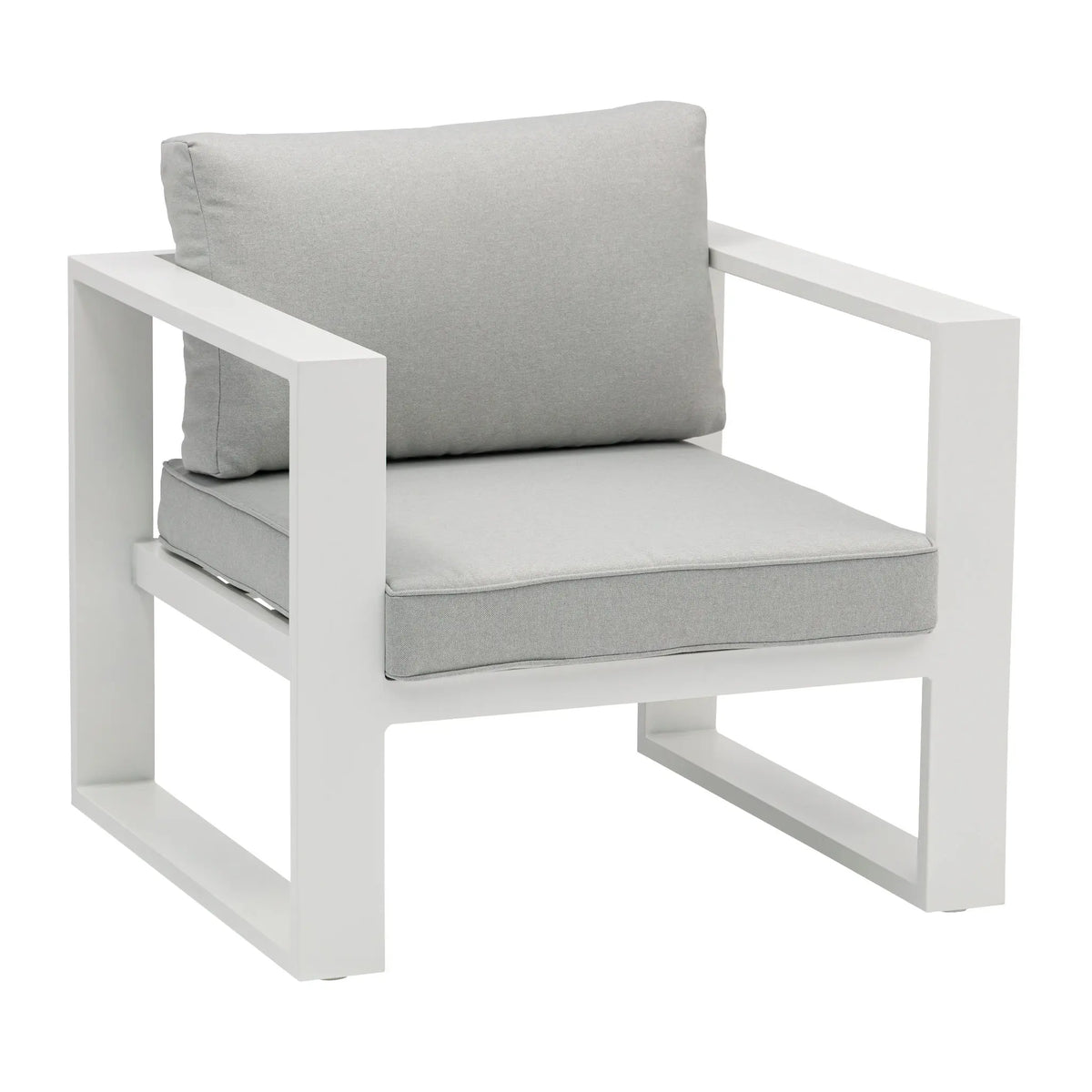 Sofá Individual Niland Aluminio Blanco y Cojines Gris Claro | KUBU #