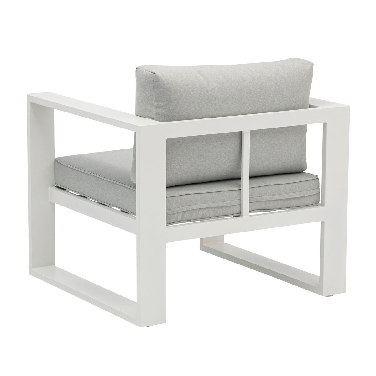 Sofá Individual Niland Aluminio Blanco y Cojines Gris Claro | KUBU #
