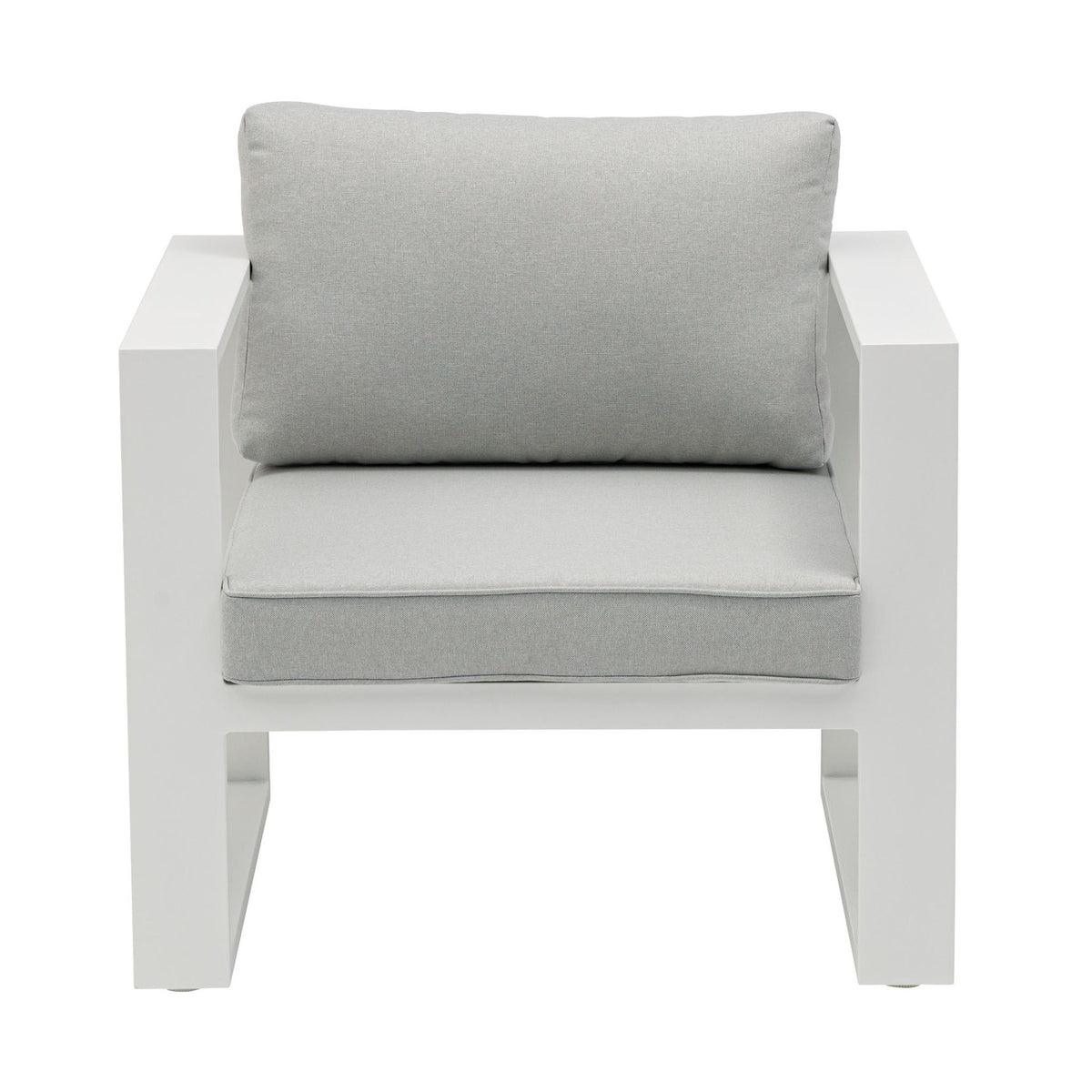 Sofá Individual Niland Aluminio Blanco y Cojines Gris Claro | KUBU #