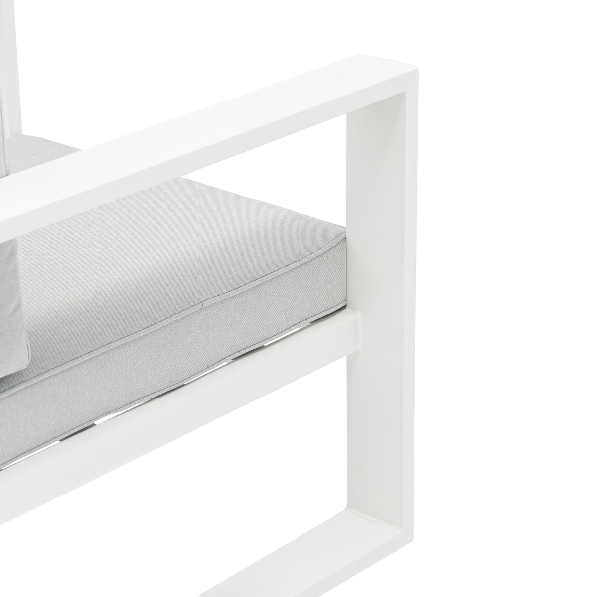Sofá Individual Niland Aluminio Blanco y Cojines Gris Claro | KUBU #