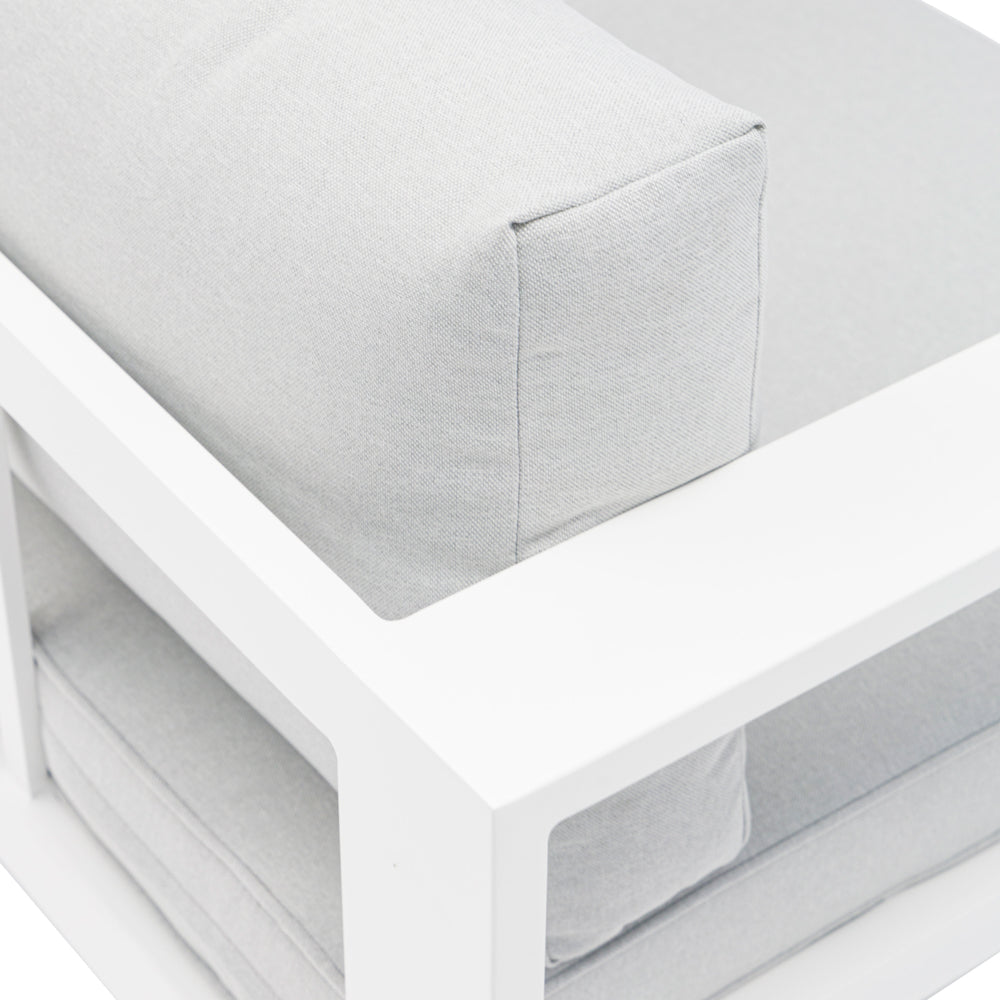 Sofá Individual Niland Aluminio Blanco y Cojines Gris Claro | Kubu #