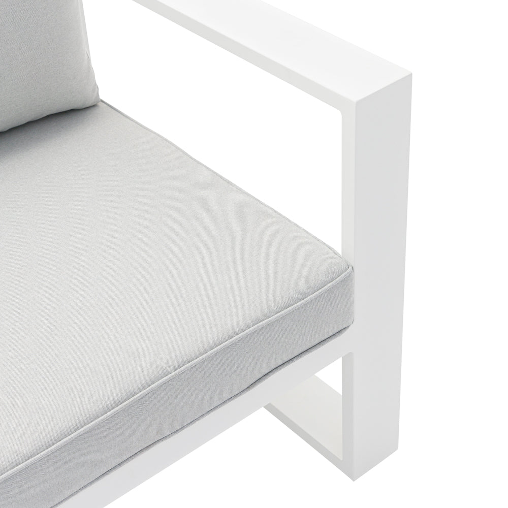 Sofá Individual Niland Aluminio Blanco y Cojines Gris Claro | Kubu #