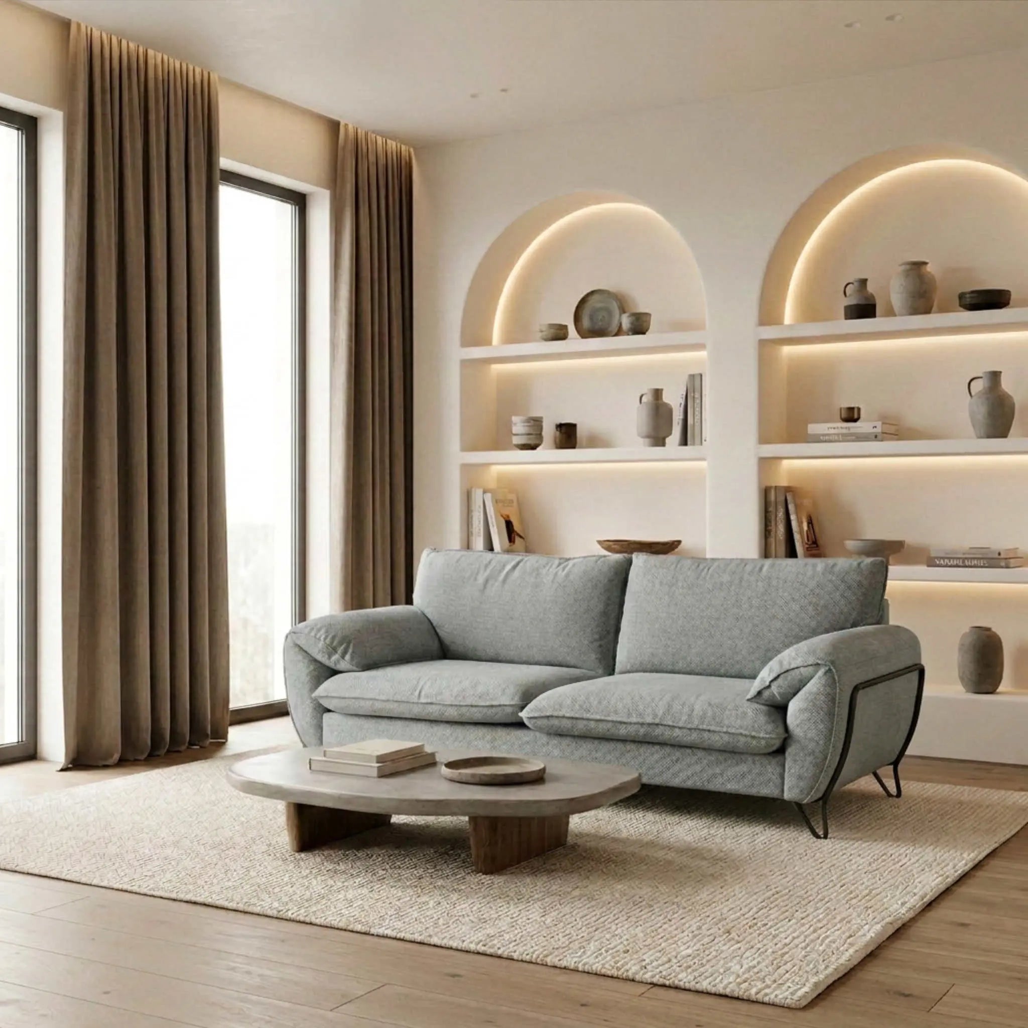 Sofá Lucaston 3 Plazas Aqua | Diseño Mid-Century y Confort | KUBU #