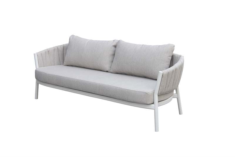 Sofá de Exterior de 3 Plazas Attica | Aluminio Blanco y Gris Claro | Kubu #