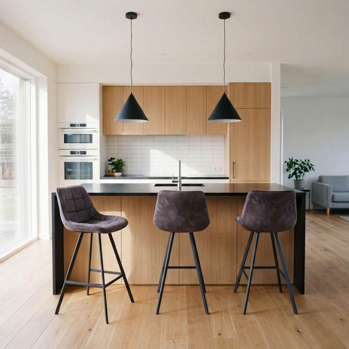Taburete Alto Langley Antracita | Elegancia y Confort Atemporal | KUBU #