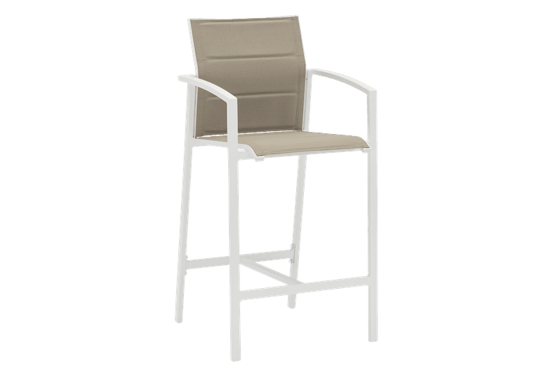 Taburete alto Exterior Orick | Aluminio Blanco y Textil Taupe | KUBU #