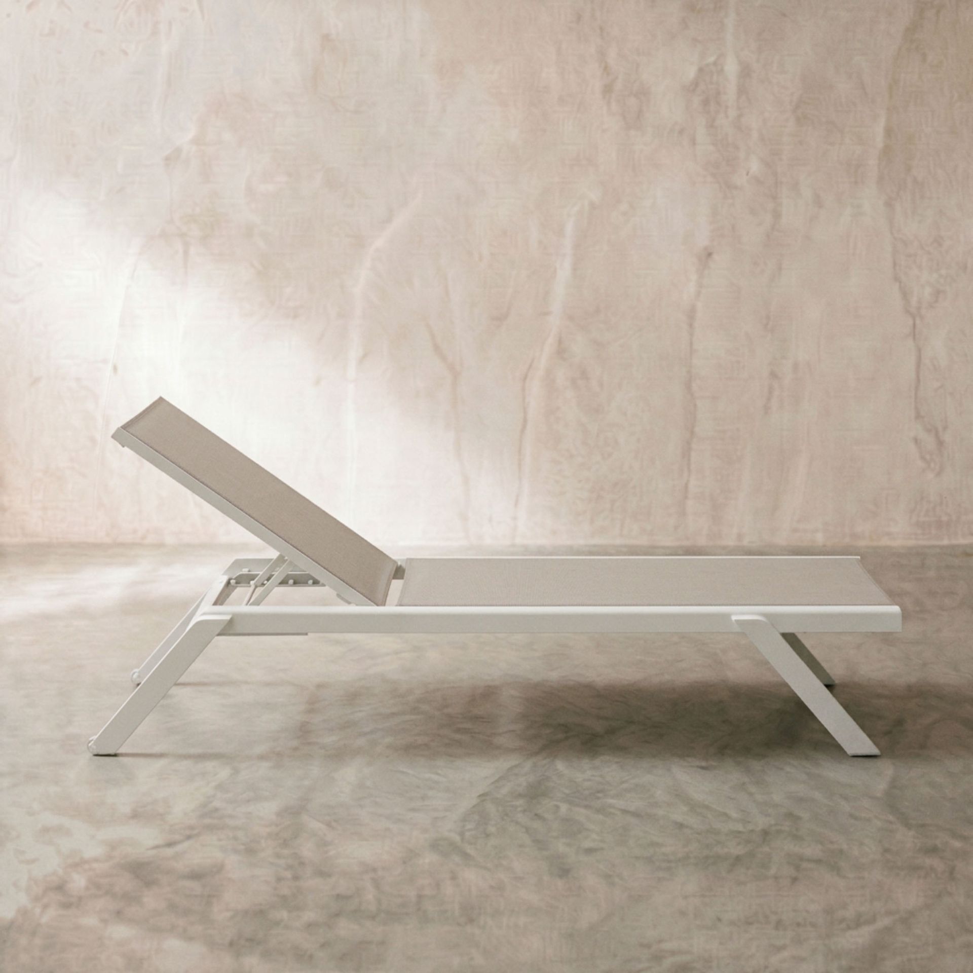 Tumbona Alameda aluminio blanco y textil gris claro | Kubu #