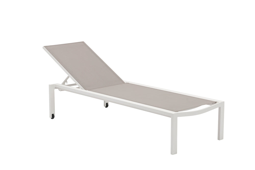 Tumbona Bangor aluminio blanco y textilene gris claro | Kubu #