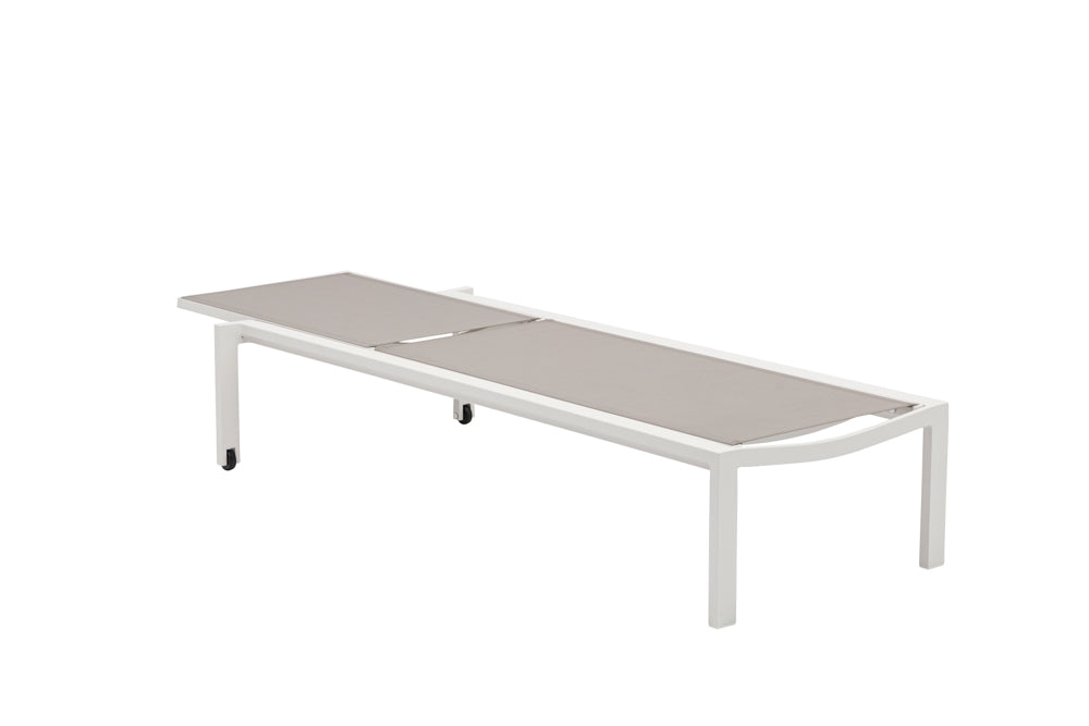 Tumbona Bangor aluminio blanco y textilene gris claro | Kubu #