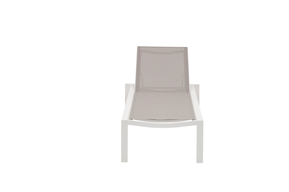 Tumbona Bangor aluminio blanco y textilene gris claro | Kubu #