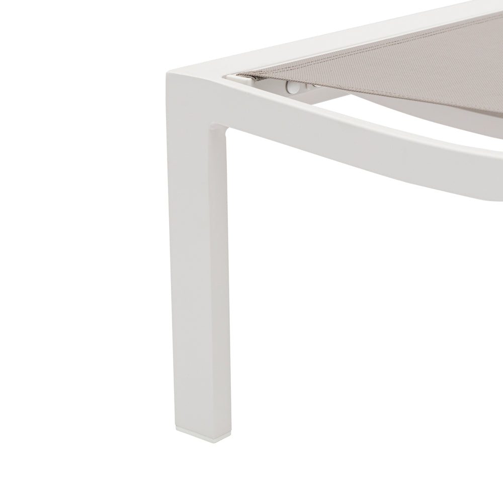 Tumbona Bangor aluminio blanco y textilene gris claro | Kubu #