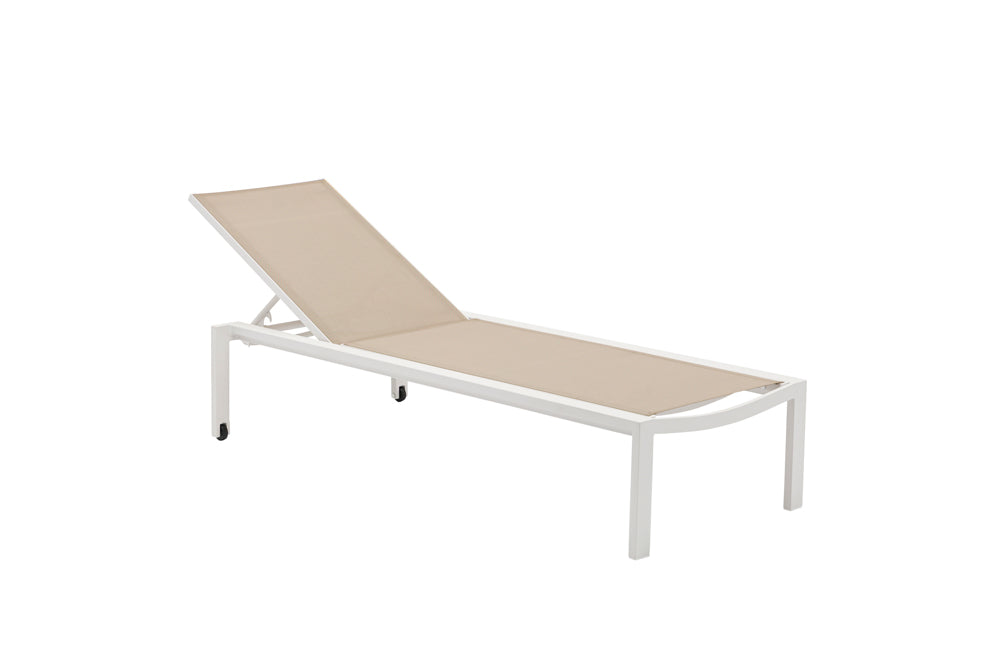 Tumbona Bangor aluminio blanco y textilene taupe | Kubu #